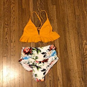 Cupshe Rambling Rose Falbala Bikini Set